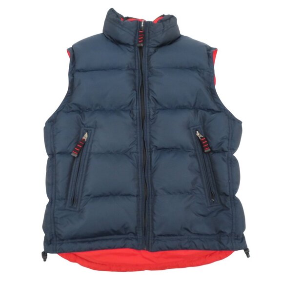 GAP Womens Extra Small XS Blue Red Reversible Zipper Down Puffer Vest 2000 Y2K - Picture 1 of 13